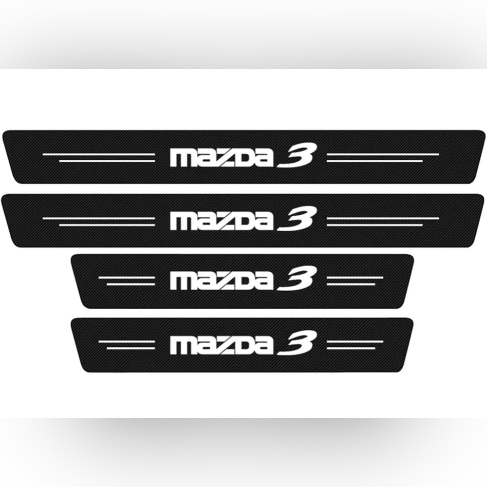New Mazda 4 piece carbon fiber door sill scuff protector decal set